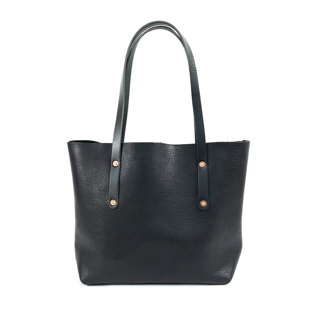 AVERY LEATHER TOTE BAG - MEDIUM - BLACK BISON