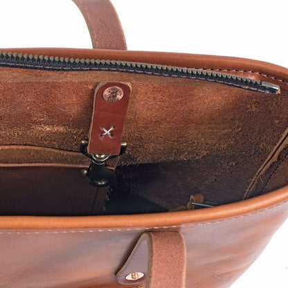 AVERY LEATHER TOTE BAG - SLIM - LARGE - ZIPPER - FRONT POCKET - IN STOCK