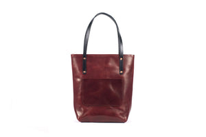 AVERY LEATHER TOTE BAG WITH ZIPPER - SLIM LARGE DELUXE (READY TO SHIP)