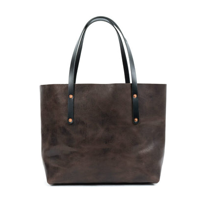 AVERY LEATHER TOTE BAG - LARGE - CHARCOAL BISON