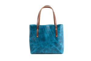 AVERY LEATHER TOTE BAG - LARGE - COBALT BISON