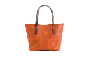 AVERY LEATHER TOTE BAG - LARGE - TANGERINE BISON