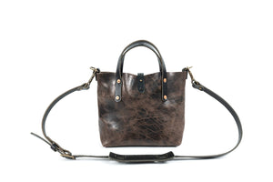 AVERY LEATHER TOTE BAG - MINI CROSSBODY - CHARCOAL BISON