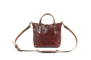 AVERY LEATHER TOTE BAG - MINI CROSSBODY - REDWOOD BISON