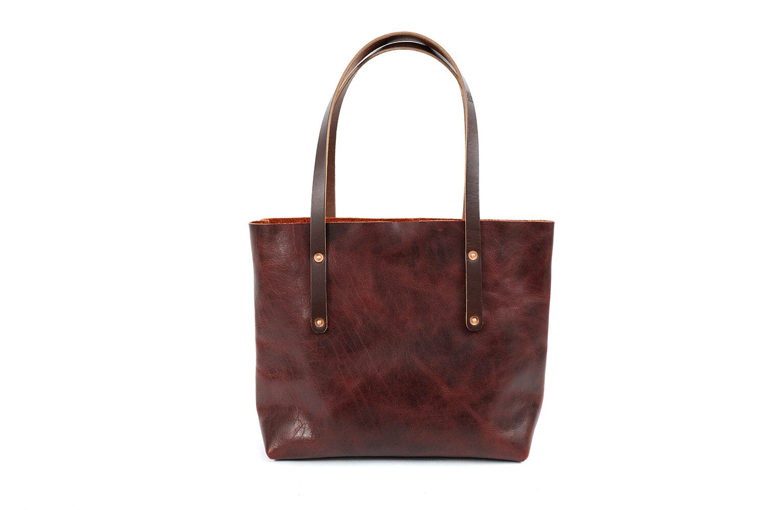 AVERY LEATHER TOTE BAG - SMALL - REDWOOD BISON