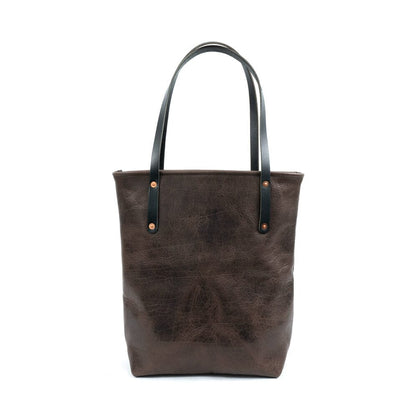 AVERY LEATHER TOTE BAG - SLIM LARGE - CHARCOAL BISON