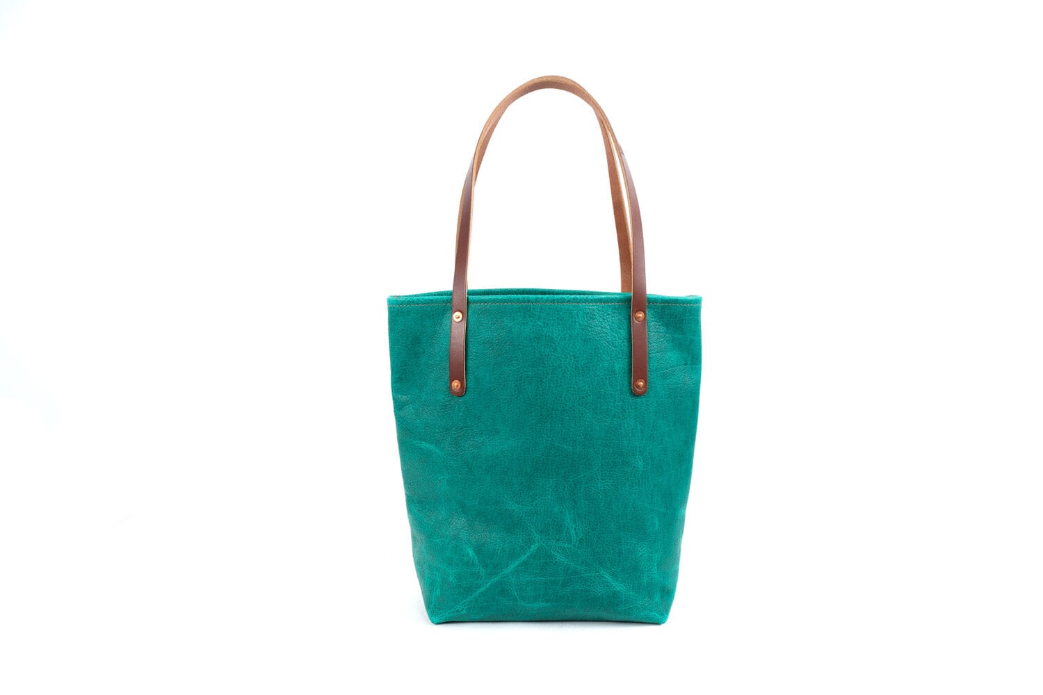 AVERY LEATHER TOTE BAG - SLIM LARGE PINE GREEN BISON (RTS)
