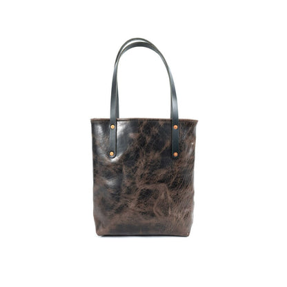 AVERY LEATHER TOTE BAG - SLIM MEDIUM - CHARCOAL BISON