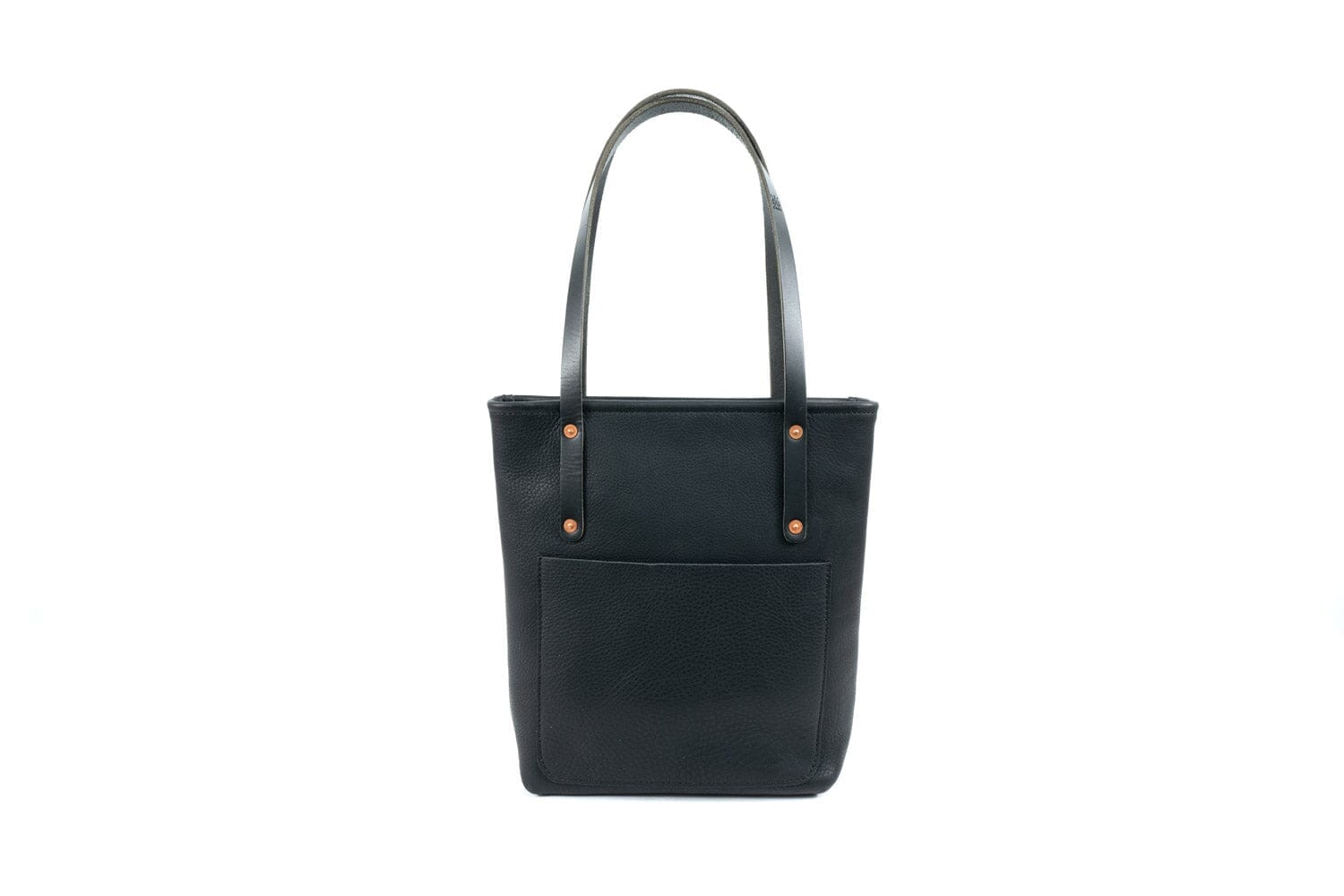 Go Forth Goods Avery Leather Tote Bag with Zipper - Slim Medium Deluxe (RTS) Black Bison (Limited Edition)