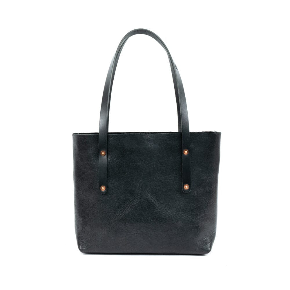 AVERY LEATHER TOTE BAG - SMALL - BLACK BISON
