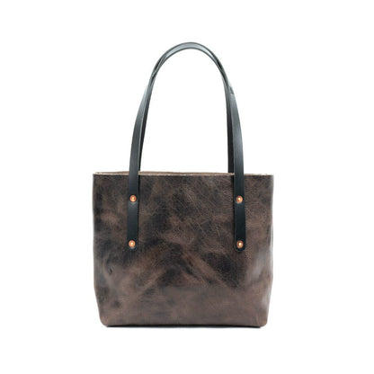 AVERY LEATHER TOTE BAG - SMALL - CHARCOAL BISON