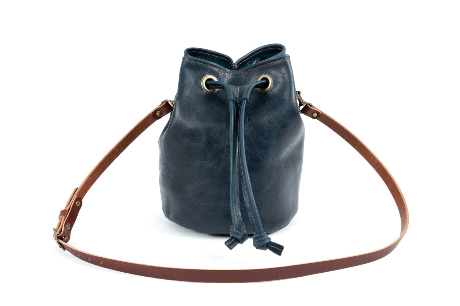 Leather Bucket Bag - Large - Indigo Bison