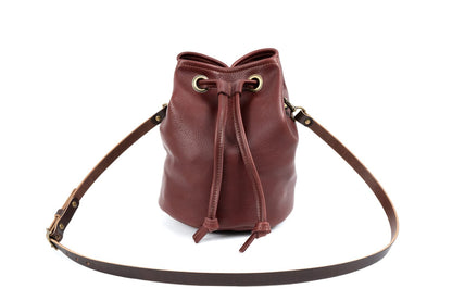 LEATHER BUCKET BAG - LARGE - MERLOT