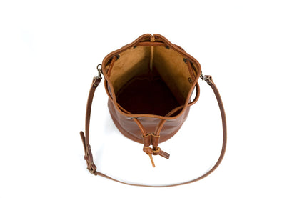 LEATHER BUCKET BAG - LARGE - BLACK BISON