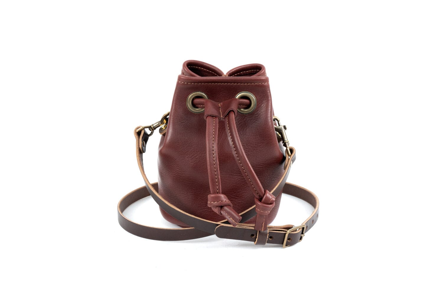 Leather Bucket Bag - Small - Merlot
