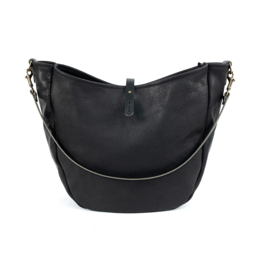CELESTE LEATHER HOBO BAG - LARGE - BLACK BISON
