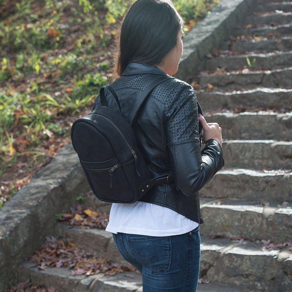 CLASSIC ZIPPERED SMALL LEATHER BACKPACK PURSE - IN STOCK