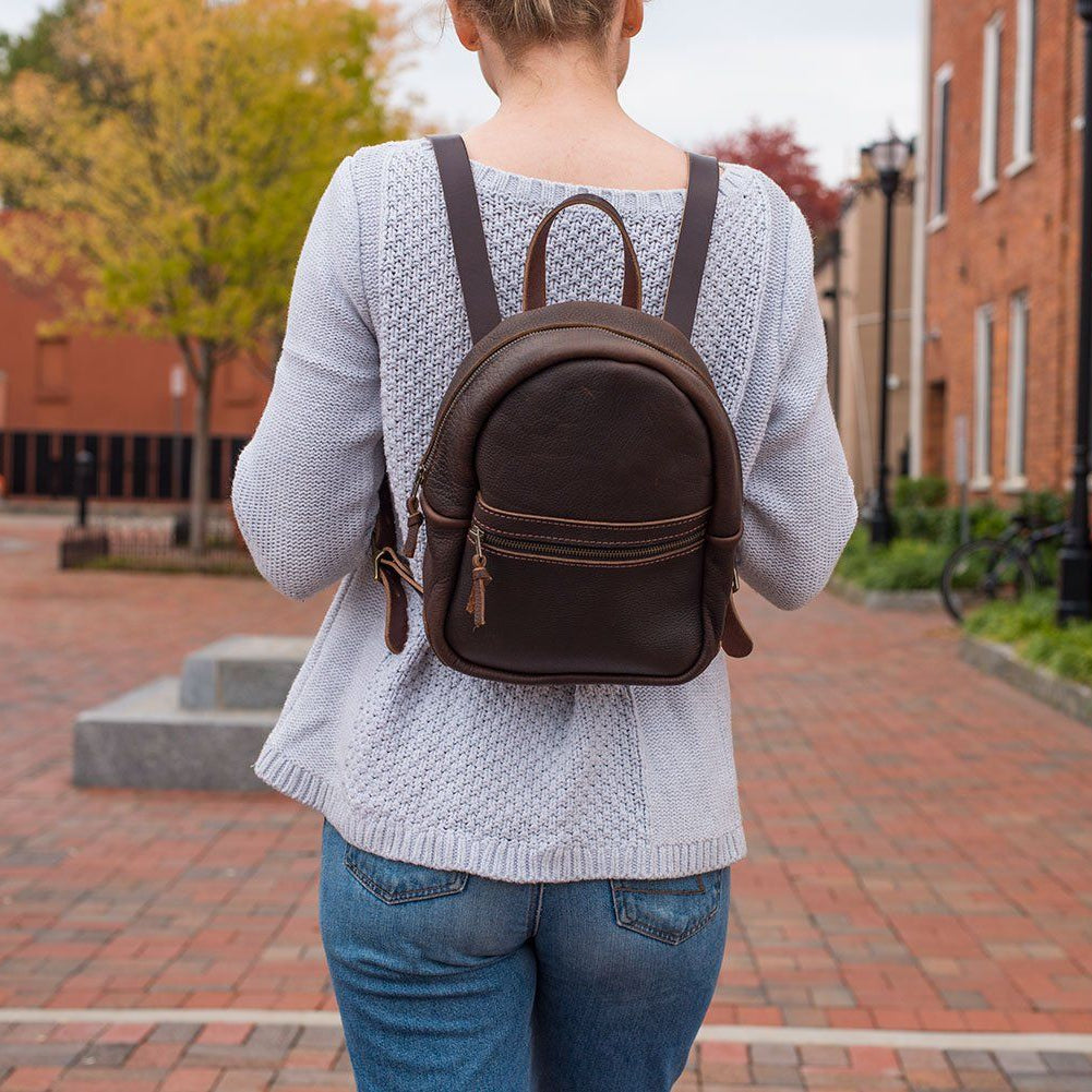 CLASSIC ZIPPERED SMALL LEATHER BACKPACK PURSE - IN STOCK