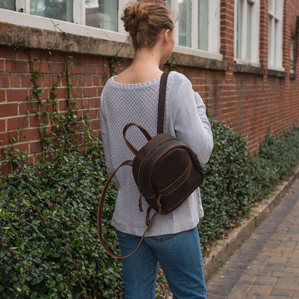 CLASSIC ZIPPERED SMALL LEATHER BACKPACK PURSE - IN STOCK