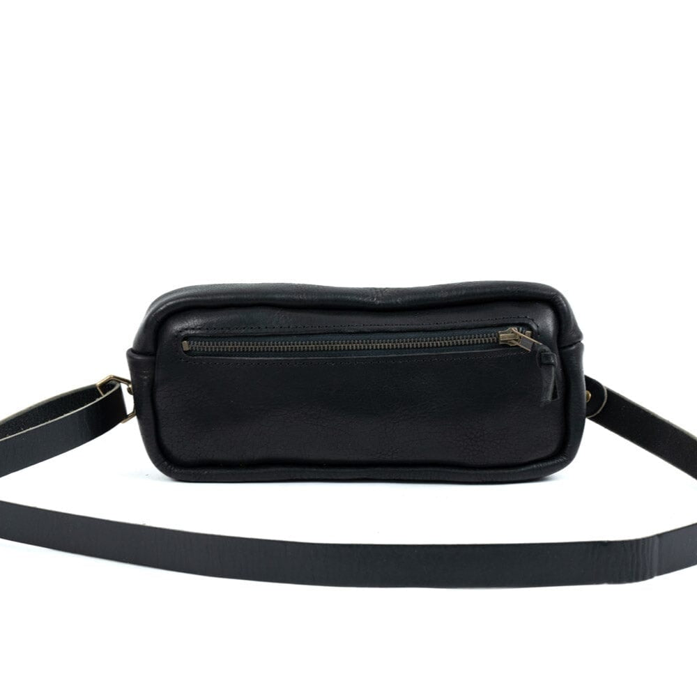 LEATHER FANNY PACK / LEATHER WAIST BAG - BLACK BISON