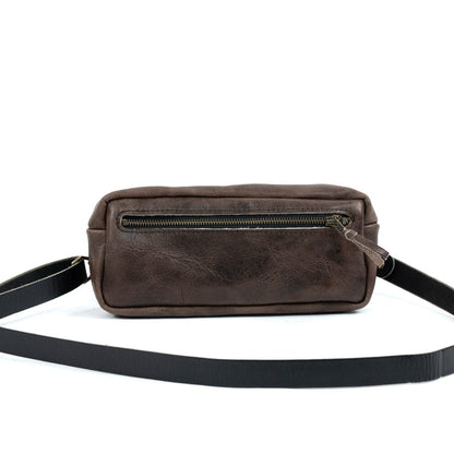 LEATHER FANNY PACK / LEATHER WAIST BAG - CHARCOAL BISON