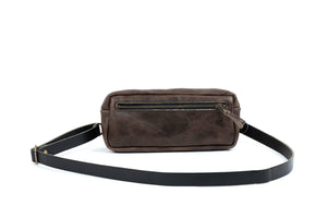 LEATHER FANNY PACK / LEATHER WAIST BAG - CHARCOAL BISON