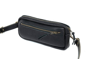 LEATHER FANNY PACK / LEATHER WAIST BAG - DELUXE - BLACK