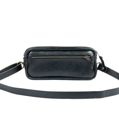 LEATHER FANNY PACK / LEATHER WAIST BAG - DELUXE - BLACK BISON