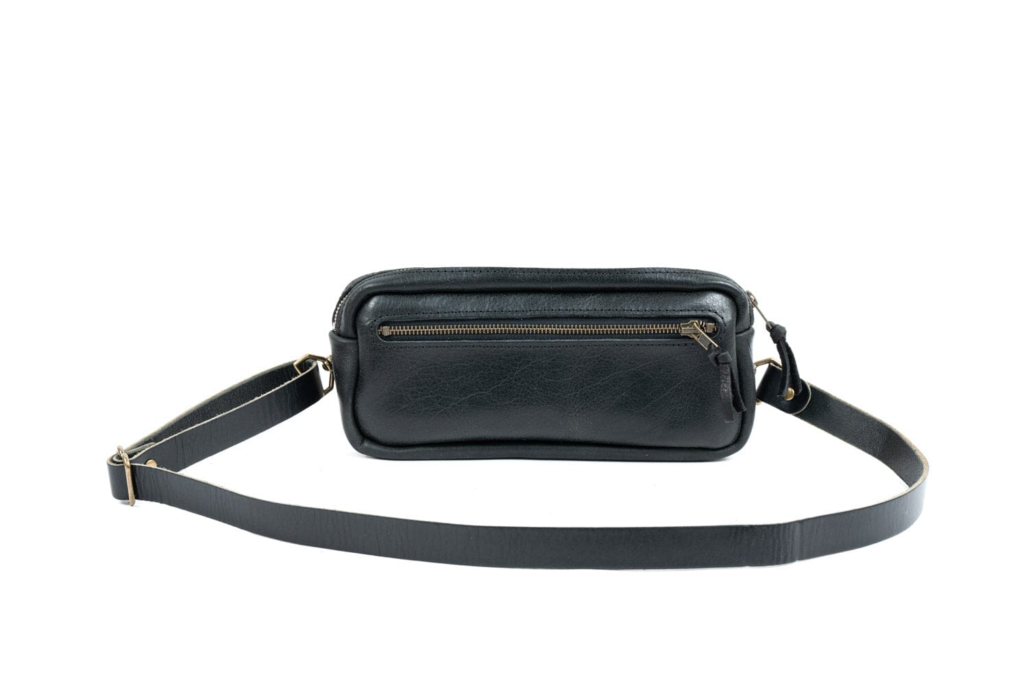 LEATHER FANNY PACK / LEATHER WAIST BAG - DELUXE - BLACK BISON