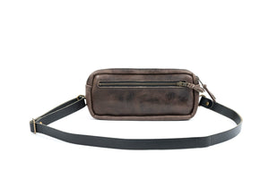 LEATHER FANNY PACK / LEATHER WAIST BAG - DELUXE - CHARCOAL BISON