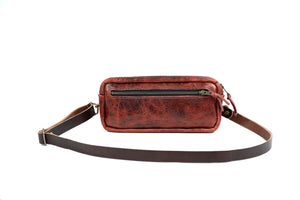 LEATHER FANNY PACK / LEATHER WAIST BAG - DELUXE - REDWOOD BISON