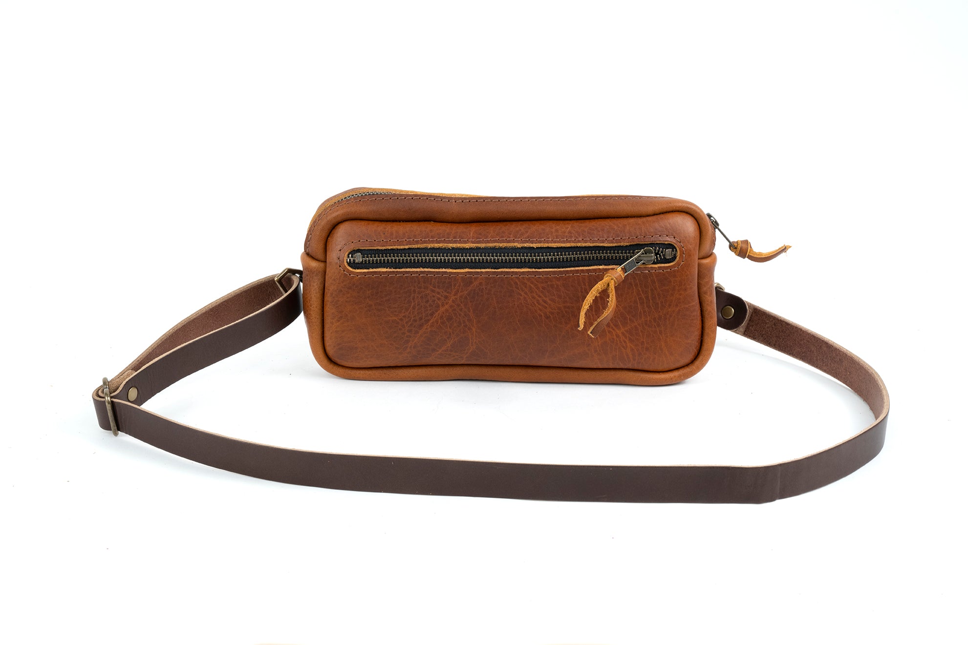 LEATHER FANNY PACK / LEATHER WAIST BAG - DELUXE - SADDLE
