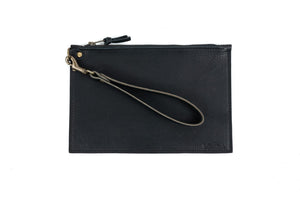 FELICITY ZIPPERED CLUTCH WITH WRISTLET SMALL - BLACK BISON