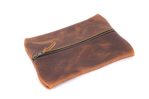 LEATHER TOP ZIPPER POUCH - Go Forth Goods ®