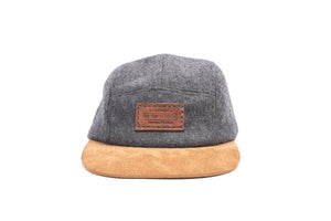 5 Panel GFG Logo Hat - Gray Wool and Suede