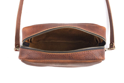 SARAH LEATHER CROSSBODY - CHARCOAL BISON