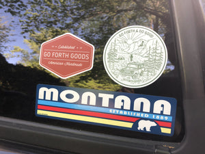 ADVENTURE GO FORTH AND DO GOOD GREEN ROUND STICKER