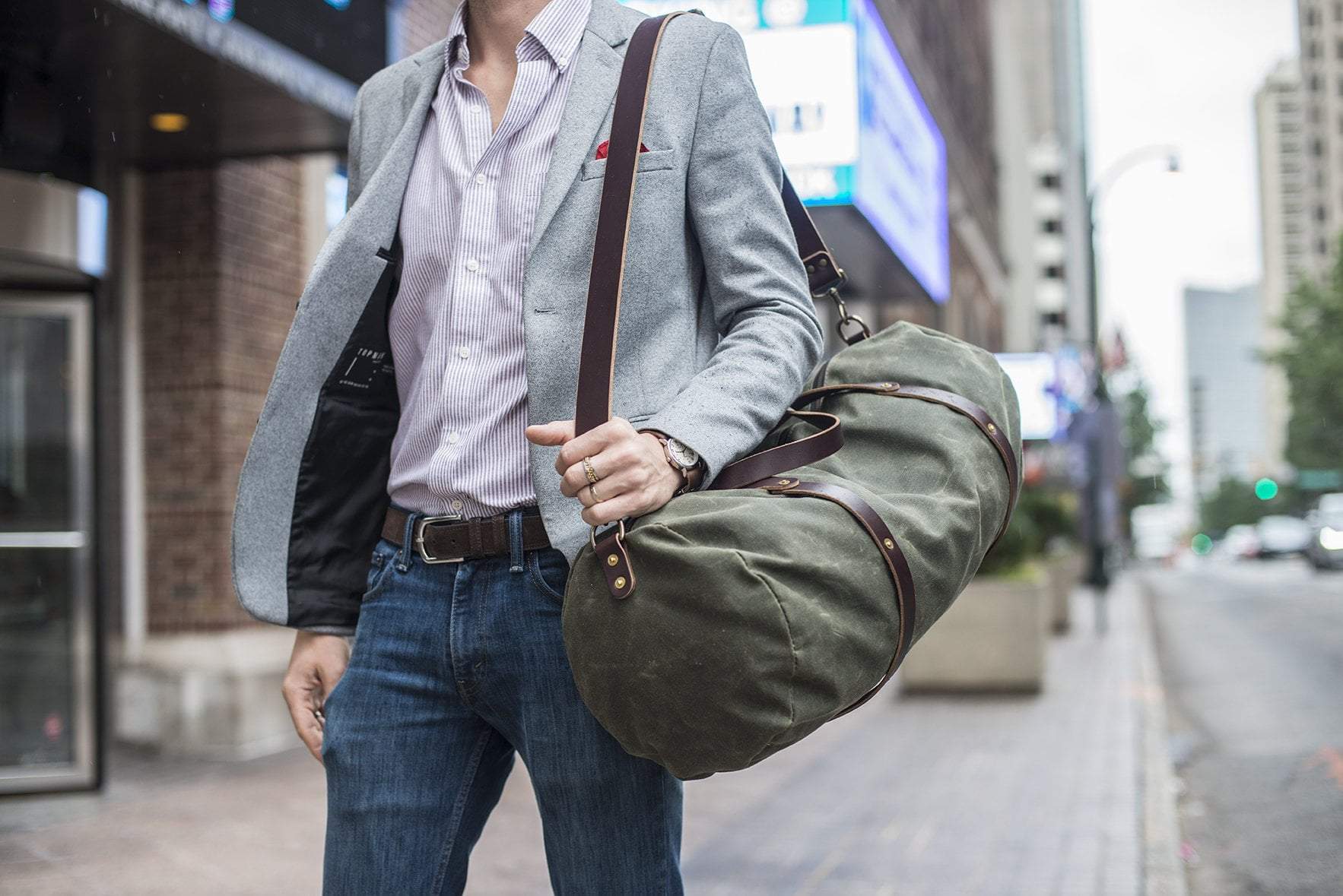 Waxed Canvas Duffle Bag The William Duffle Waxed Canvas Bag – Go