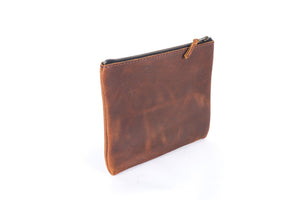 LEATHER TOP ZIPPER POUCH